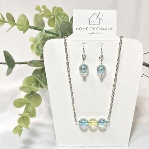 Minimalist Dainty Simple Necklace and Drop Earring Set Jewelry.